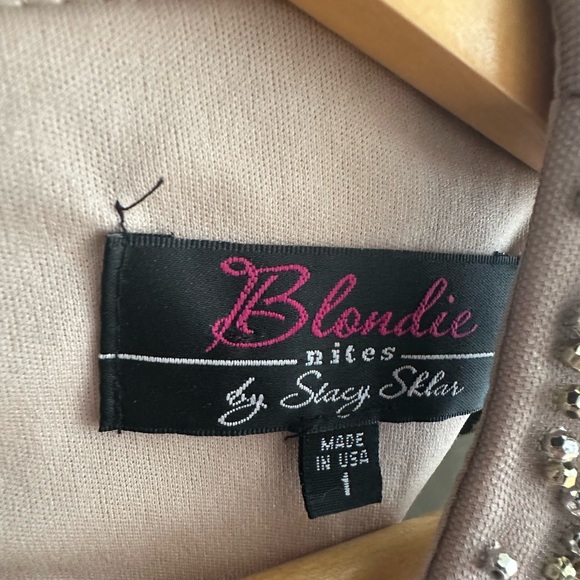 Blondie Nites Beaded Mesh Crop Top Nude Champagne Crystal Embellished Small USA - Picture 4 of 4